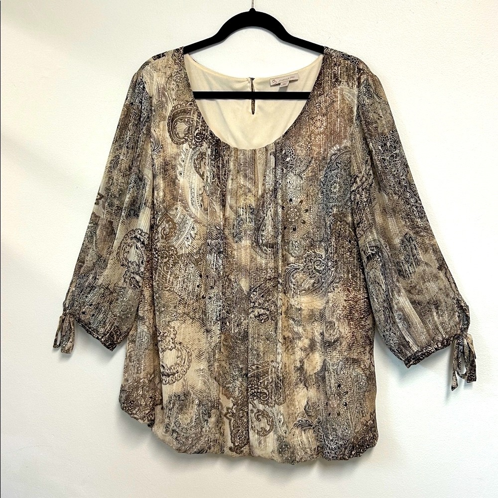 DB Established 1962 Paisley Metallic Threading Womens Size 3X Lined Blouse